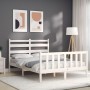 Estructura cama de matrimonio con cabecero madera maciza blanco de vidaXL, Camas y somieres - Ref: Foro24-3192007, Precio: 12...