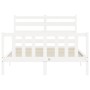 Estructura cama de matrimonio con cabecero madera maciza blanco de vidaXL, Camas y somieres - Ref: Foro24-3192007, Precio: 12...