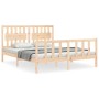 Estructura de cama de matrimonio con cabecero madera maciza de vidaXL, Camas y somieres - Ref: Foro24-3192431, Precio: 162,07...