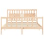 Estructura de cama de matrimonio con cabecero madera maciza de vidaXL, Camas y somieres - Ref: Foro24-3192431, Precio: 162,07...