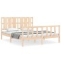 Estructura de cama de matrimonio con cabecero madera maciza de vidaXL, Camas y somieres - Ref: Foro24-3192236, Precio: 164,89...