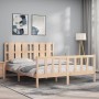 Estructura de cama de matrimonio con cabecero madera maciza de vidaXL, Camas y somieres - Ref: Foro24-3192236, Precio: 164,89...