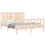 Estructura de cama de matrimonio con cabecero madera maciza de vidaXL, Camas y somieres - Ref: Foro24-3192236, Precio: 164,89...