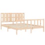Estructura de cama de matrimonio con cabecero madera maciza de vidaXL, Camas y somieres - Ref: Foro24-3192236, Precio: 164,89...