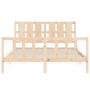 Estructura de cama de matrimonio con cabecero madera maciza de vidaXL, Camas y somieres - Ref: Foro24-3192236, Precio: 164,89...
