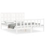 Estructura de cama con cabecero madera maciza blanco 160x200 cm de vidaXL, Camas y somieres - Ref: Foro24-3192242, Precio: 15...