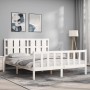 Estructura de cama con cabecero madera maciza blanco 160x200 cm de vidaXL, Camas y somieres - Ref: Foro24-3192242, Precio: 15...