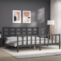 Estructura de cama con cabecero madera maciza gris 200x200 cm de vidaXL, Camas y somieres - Ref: Foro24-3192123, Precio: 169,...