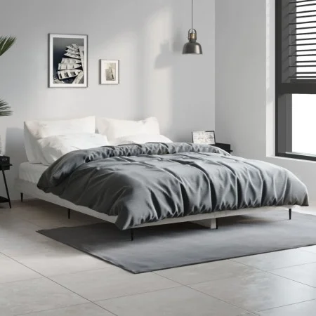Sonoma gray engineered wood bed frame 140x190 cm by vidaXL, Beds and slatted bases - Ref: Foro24-832283, Price: 118,54 €, Dis...
