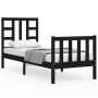Estructura de cama individual con cabecero madera maciza negro de vidaXL, Camas y somieres - Ref: Foro24-3191935, Precio: 120...