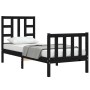 Estructura de cama individual con cabecero madera maciza negro de vidaXL, Camas y somieres - Ref: Foro24-3191935, Precio: 120...