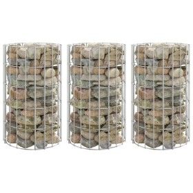 Arriate gaviones circular 3 uds acero galvanizado Ø30x50 cm de vidaXL, Maceteros y jardineras - Ref: Foro24-152019, Precio: 4...