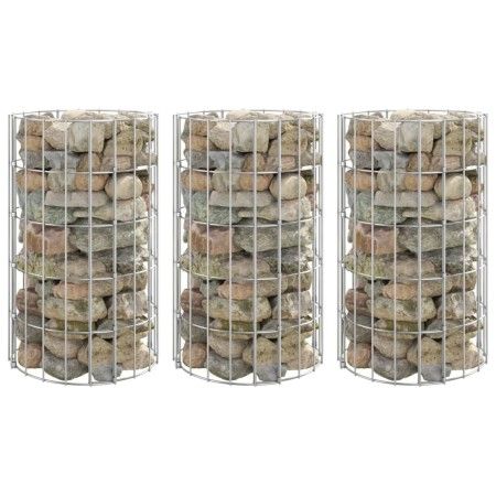 Arriate gaviones circular 3 uds acero galvanizado Ø30x50 cm de vidaXL, Maceteros y jardineras - Ref: Foro24-152019, Precio: 4...