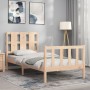 Estructura de cama con cabecero madera maciza 90x200 cm de vidaXL, Camas y somieres - Ref: Foro24-3192216, Precio: 97,38 €, D...