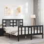 Estructura de cama con cabecero madera maciza negro 140x190 cm de vidaXL, Camas y somieres - Ref: Foro24-3191955, Precio: 175...