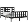 Estructura de cama con cabecero madera maciza negro 140x190 cm de vidaXL, Camas y somieres - Ref: Foro24-3191955, Precio: 175...