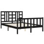 Estructura de cama con cabecero madera maciza negro 140x190 cm de vidaXL, Camas y somieres - Ref: Foro24-3191955, Precio: 175...