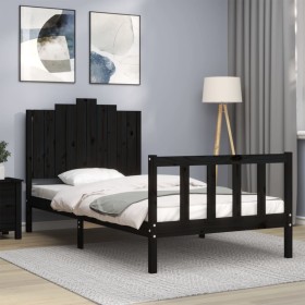 Estructura de cama con cabecero madera maciza negro 100x200 cm de vidaXL, Camas y somieres - Ref: Foro24-3192290, Precio: 142...