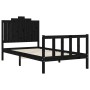 Estructura de cama con cabecero madera maciza negro 100x200 cm de vidaXL, Camas y somieres - Ref: Foro24-3192290, Precio: 142...