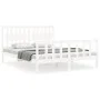 White solid wood bed frame with headboard 160x200 cm by vidaXL, Beds and slatted bases - Ref: Foro24-3192437, Price: 162,48 €...