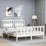 White solid wood bed frame with headboard 160x200 cm by vidaXL, Beds and slatted bases - Ref: Foro24-3192437, Price: 162,48 €...
