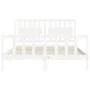 White solid wood bed frame with headboard 160x200 cm by vidaXL, Beds and slatted bases - Ref: Foro24-3192437, Price: 162,48 €...
