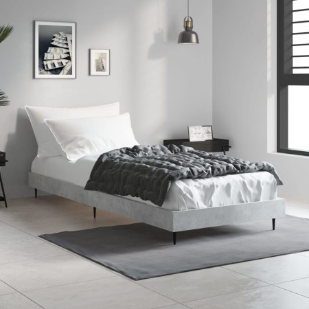 Estructura de cama madera de ingeniería gris hormigón 75x190 cm de vidaXL, Camas y somieres - Ref: Foro24-832313, Precio: 76,...