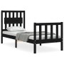 Estructura de cama individual con cabecero madera maciza negro de vidaXL, Camas y somieres - Ref: Foro24-3192390, Precio: 128...