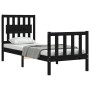 Estructura de cama individual con cabecero madera maciza negro de vidaXL, Camas y somieres - Ref: Foro24-3192390, Precio: 128...