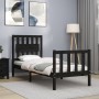Estructura de cama individual con cabecero madera maciza negro de vidaXL, Camas y somieres - Ref: Foro24-3192390, Precio: 128...