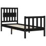 Estructura de cama individual con cabecero madera maciza negro de vidaXL, Camas y somieres - Ref: Foro24-3192390, Precio: 128...