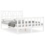 Estructura cama de matrimonio con cabecero madera maciza blanco de vidaXL, Camas y somieres - Ref: Foro24-3192462, Precio: 14...