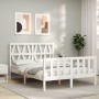 Estructura cama de matrimonio con cabecero madera maciza blanco de vidaXL, Camas y somieres - Ref: Foro24-3192462, Precio: 14...