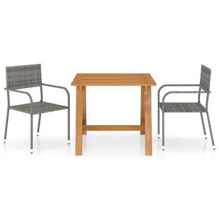 Juego de comedor para jardín 3 piezas gris en Conjuntos de jardín | Comprar online en Foru.es