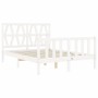 Estructura cama de matrimonio con cabecero madera maciza blanco de vidaXL, Camas y somieres - Ref: Foro24-3192462, Precio: 14...