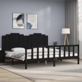 Estructura de cama con cabecero madera maciza negro 200x200 cm de vidaXL, Camas y somieres - Ref: Foro24-3192320, Precio: 233...