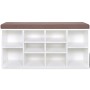 Banco zapatero con 10 compartimentos blanco de vidaXL, Bancos para recibidores y almacenamiento - Ref: Foro24-242554, Precio:...