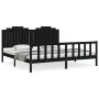 Bed frame with black solid wood headboard 200x200 cm by vidaXL, Beds and slatted bases - Ref: Foro24-3192320, Price: 230,44 €...