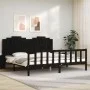 Bed frame with black solid wood headboard 200x200 cm by vidaXL, Beds and slatted bases - Ref: Foro24-3192320, Price: 230,44 €...