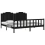 Bed frame with black solid wood headboard 200x200 cm by vidaXL, Beds and slatted bases - Ref: Foro24-3192320, Price: 230,44 €...