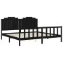Bed frame with black solid wood headboard 200x200 cm by vidaXL, Beds and slatted bases - Ref: Foro24-3192320, Price: 230,44 €...