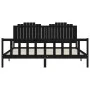 Bed frame with black solid wood headboard 200x200 cm by vidaXL, Beds and slatted bases - Ref: Foro24-3192320, Price: 230,44 €...