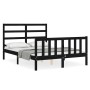 Estructura de cama con cabecero madera maciza negro 140x190 cm de vidaXL, Camas y somieres - Ref: Foro24-3191890, Precio: 167...