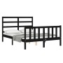 Estructura de cama con cabecero madera maciza negro 140x190 cm de vidaXL, Camas y somieres - Ref: Foro24-3191890, Precio: 167...