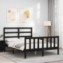 Estructura de cama con cabecero madera maciza negro 140x190 cm de vidaXL, Camas y somieres - Ref: Foro24-3191890, Precio: 167...