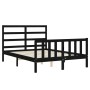 Estructura de cama con cabecero madera maciza negro 140x190 cm de vidaXL, Camas y somieres - Ref: Foro24-3191890, Precio: 167...