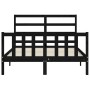 Estructura de cama con cabecero madera maciza negro 140x190 cm de vidaXL, Camas y somieres - Ref: Foro24-3191890, Precio: 167...