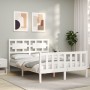 Estructura cama de matrimonio con cabecero madera maciza blanco de vidaXL, Camas y somieres - Ref: Foro24-3192527, Precio: 13...