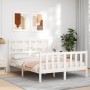 Estructura cama de matrimonio con cabecero madera maciza blanco de vidaXL, Camas y somieres - Ref: Foro24-3192527, Precio: 13...