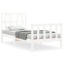 Estructura de cama con cabecero madera maciza blanco 90x200 cm de vidaXL, Camas y somieres - Ref: Foro24-3192477, Precio: 96,...